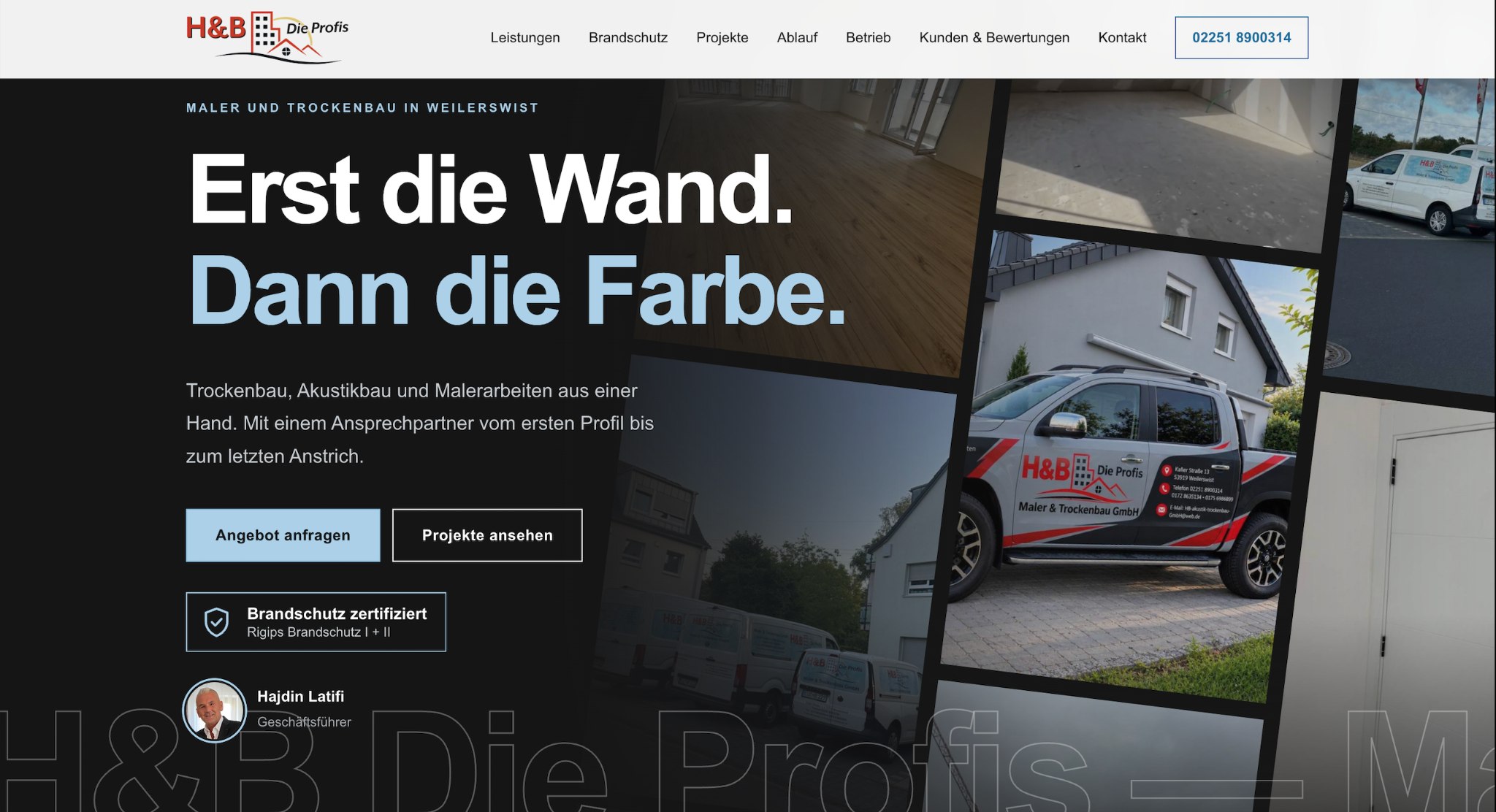 Screenshot der Webseite hb-maler-trockenbau.de