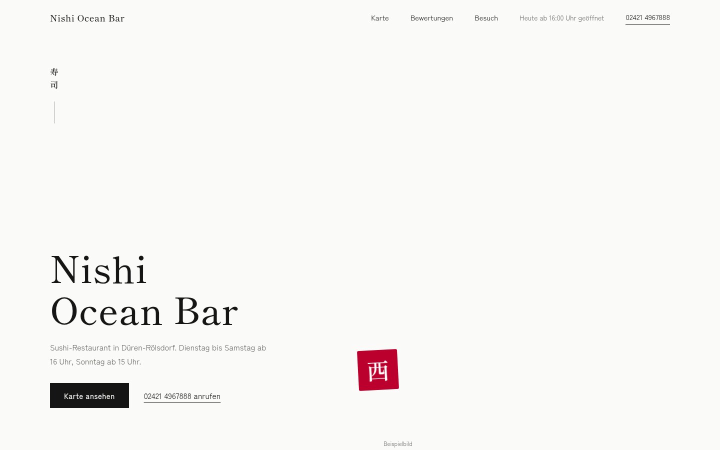 Website-Entwurf Nishi Ocean Bar